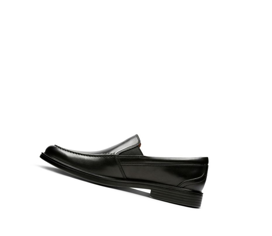 Clarks Un Aldric Slip Leder Weite Fit Slip On Schuhe Herren Schwarz | NXWM85760
