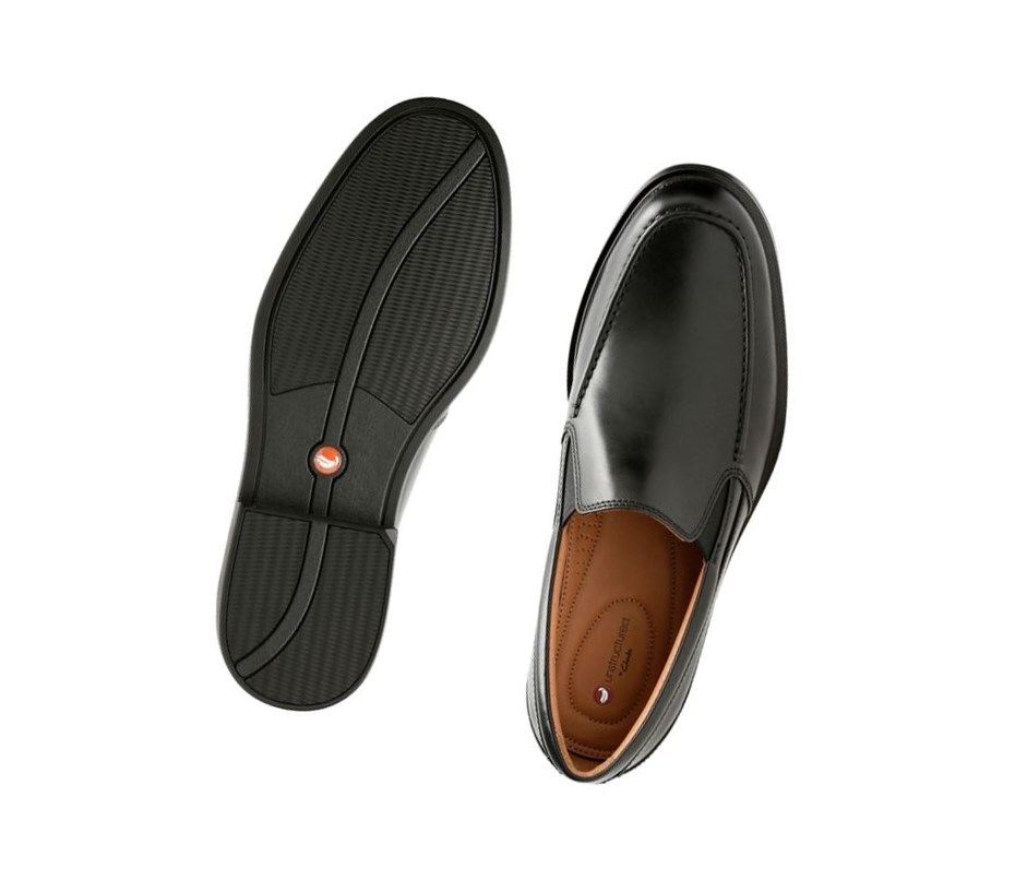 Clarks Un Aldric Slip Leder Weite Fit Slip On Schuhe Herren Schwarz | NXWM85760