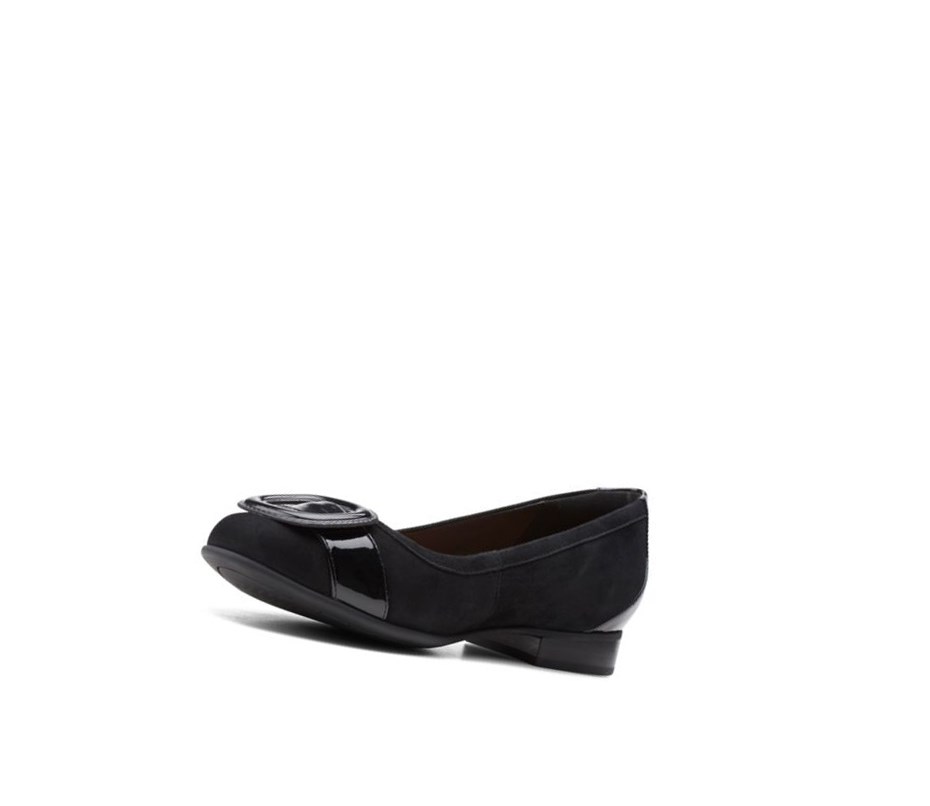 Clarks Un Blush Cove Wildleder Flache Schuhe Damen Schwarz | IKFU98415