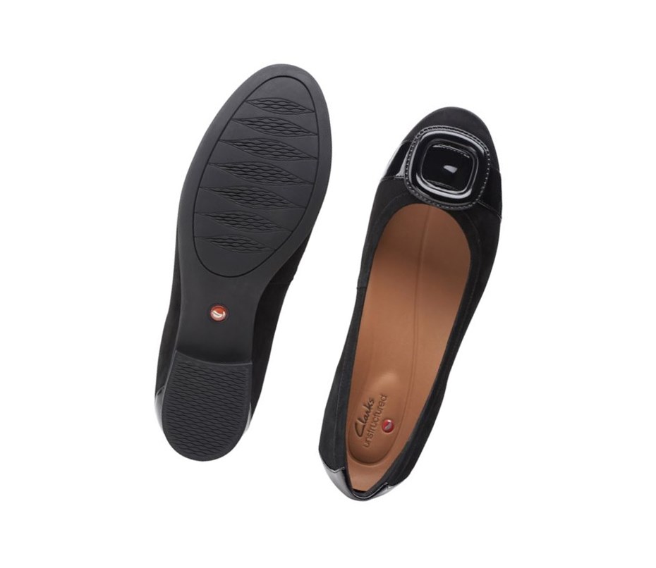 Clarks Un Blush Cove Wildleder Flache Schuhe Damen Schwarz | IKFU98415
