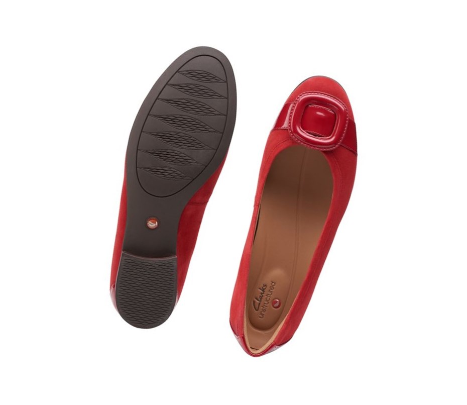 Clarks Un Blush Cove Wildleder Flache Schuhe Damen Rot | JQZI04765