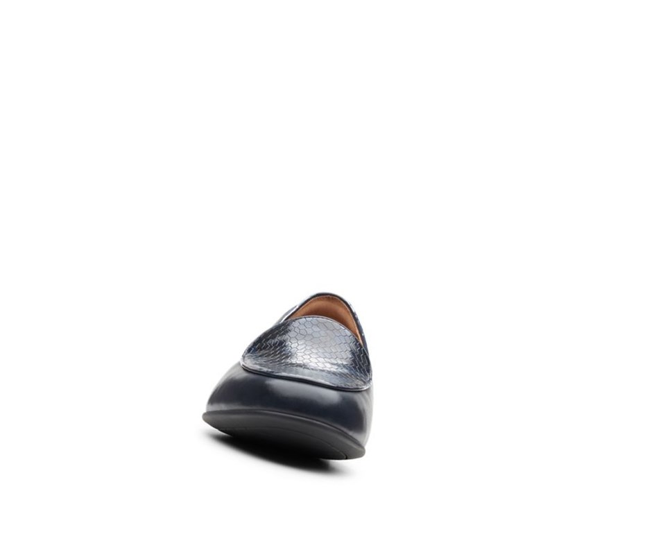 Clarks Un Blush Ease Leder Weite Fit Lederschuhe Damen Navy | HPRC87312