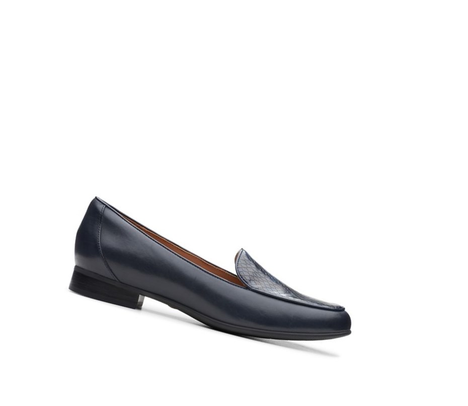 Clarks Un Blush Ease Leder Weite Fit Lederschuhe Damen Navy | HPRC87312