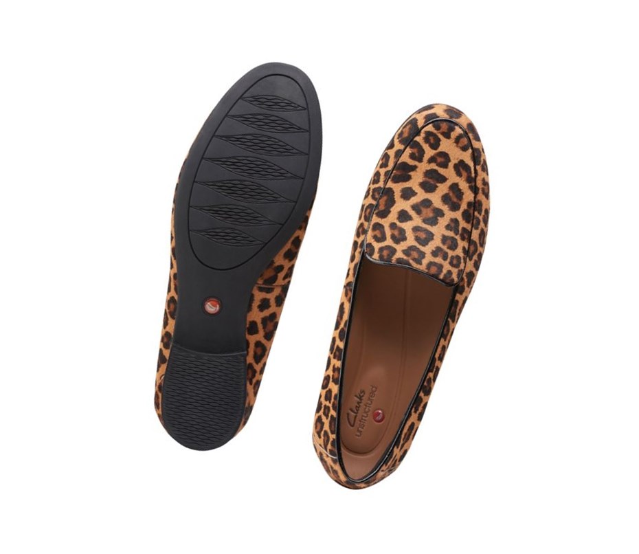 Clarks Un Blush Ease Print Leder Loafers Damen Leopard | DSPF36981