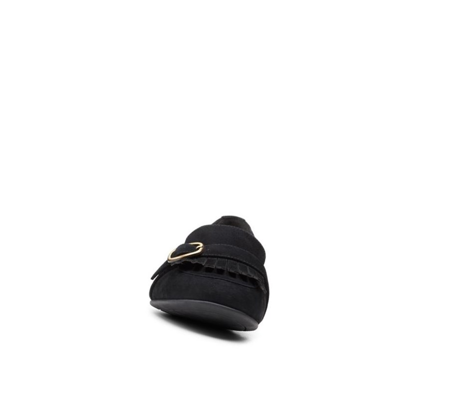 Clarks Un Blush Fame Wildleder Flache Schuhe Damen Schwarz | NRHV46813