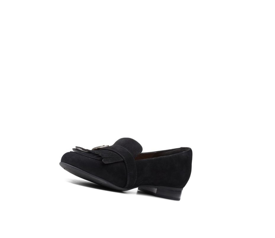 Clarks Un Blush Fame Wildleder Flache Schuhe Damen Schwarz | NRHV46813