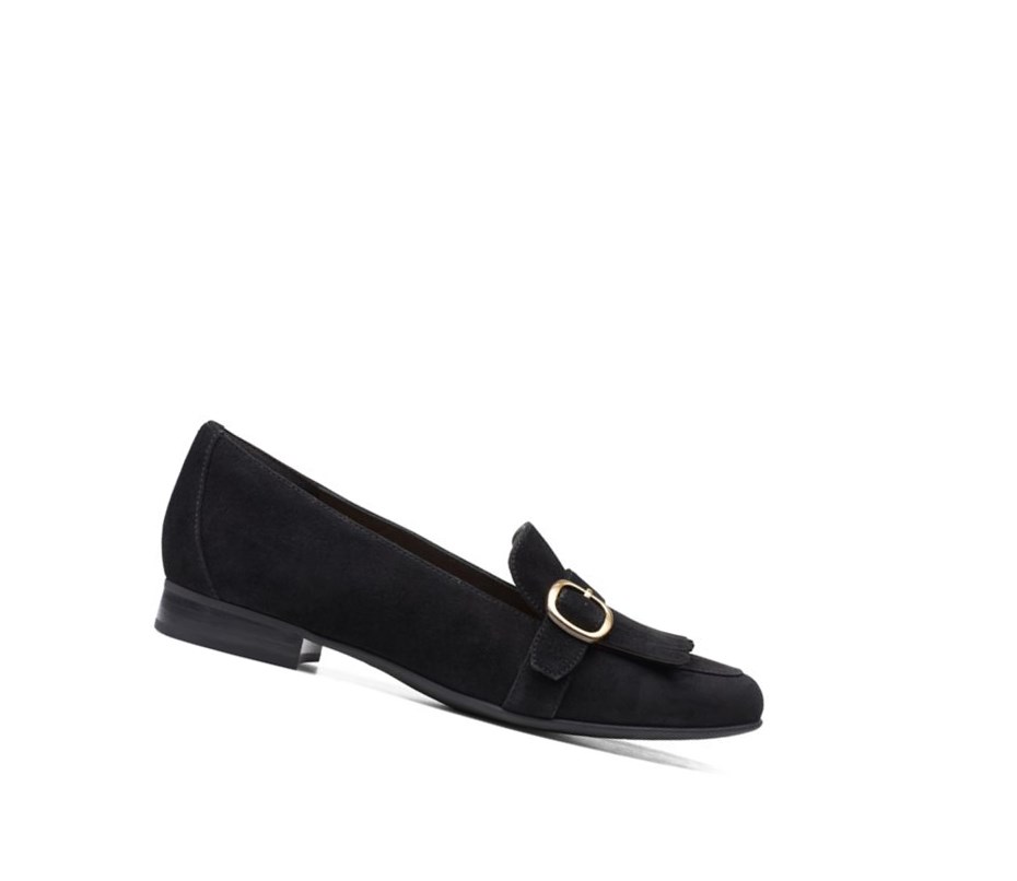 Clarks Un Blush Fame Wildleder Flache Schuhe Damen Schwarz | NRHV46813