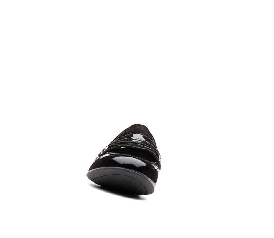 Clarks Un Blush Go Lack Leder Loafers Damen Schwarz | MGPV10469
