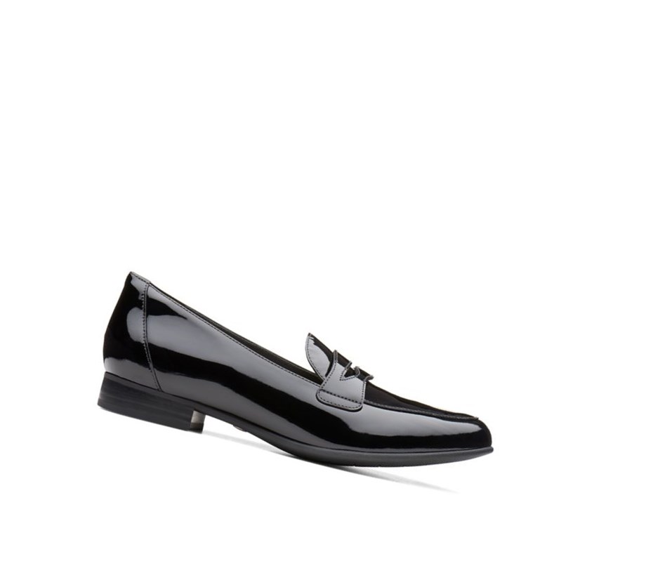 Clarks Un Blush Go Lack Leder Weite Fit Loafers Damen Schwarz | NJZX48369