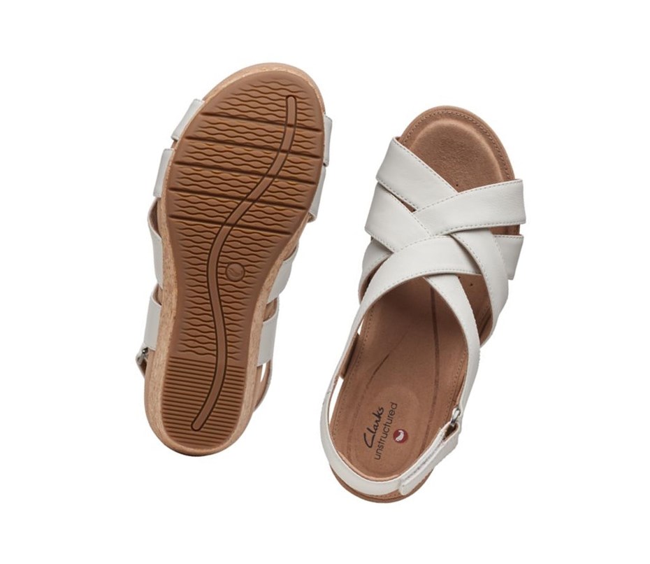 Clarks Un Capri Step Leder Sandalen Absatz Damen Weiß | XJOY95103