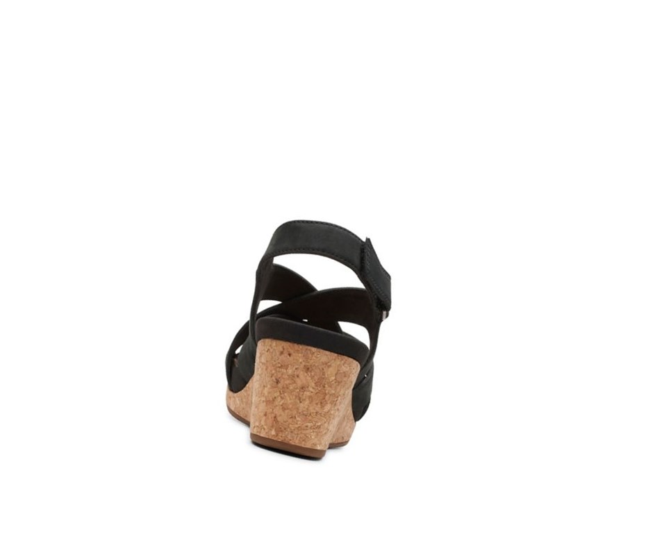 Clarks Un Capri Step Nubuck Wildleder Keilabsatz Sandalen Damen Schwarz | VJLE87926