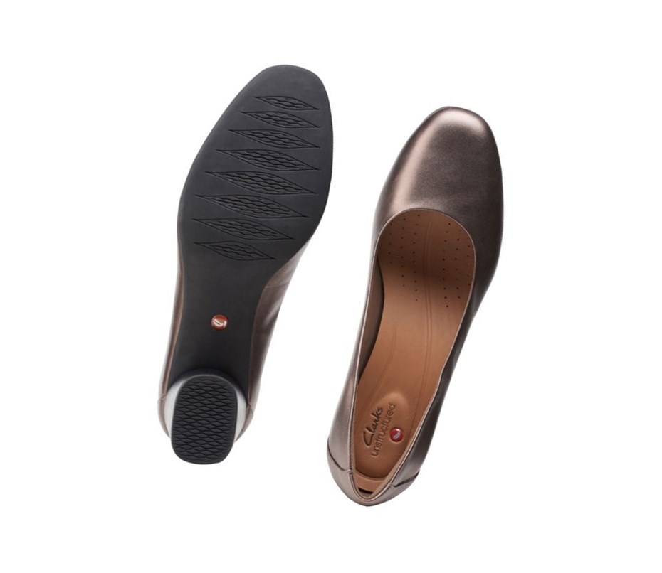 Clarks Un Cosmo Kleider Leder Lederschuhe Damen Kupfer Metal | DAWJ14396