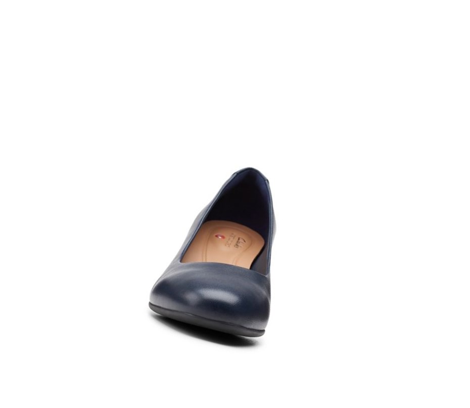 Clarks Un Cosmo Kleider Leder Weite Fit Lederschuhe Damen Navy | AXMY04953