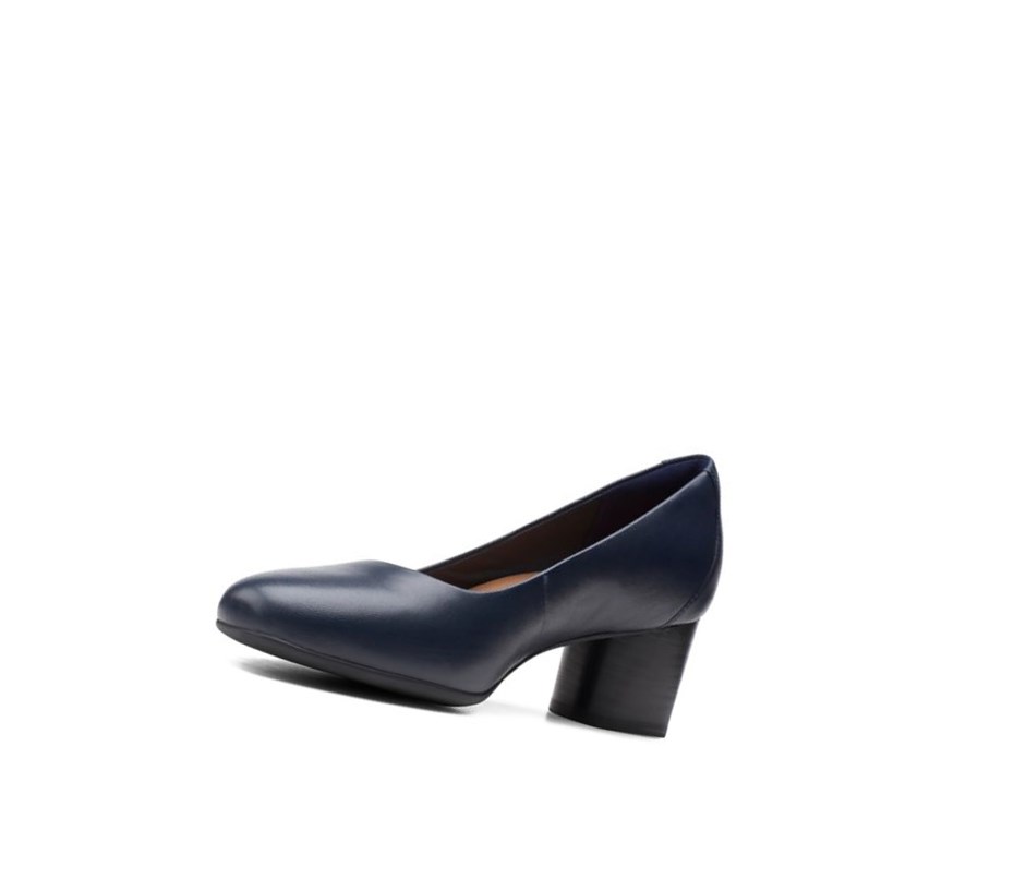 Clarks Un Cosmo Kleider Leder Weite Fit Lederschuhe Damen Navy | AXMY04953