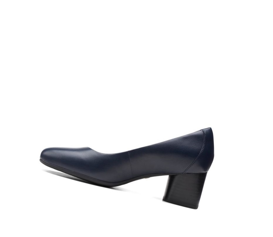Clarks Un Cosmo Kleider Leder Weite Fit Lederschuhe Damen Navy | AXMY04953