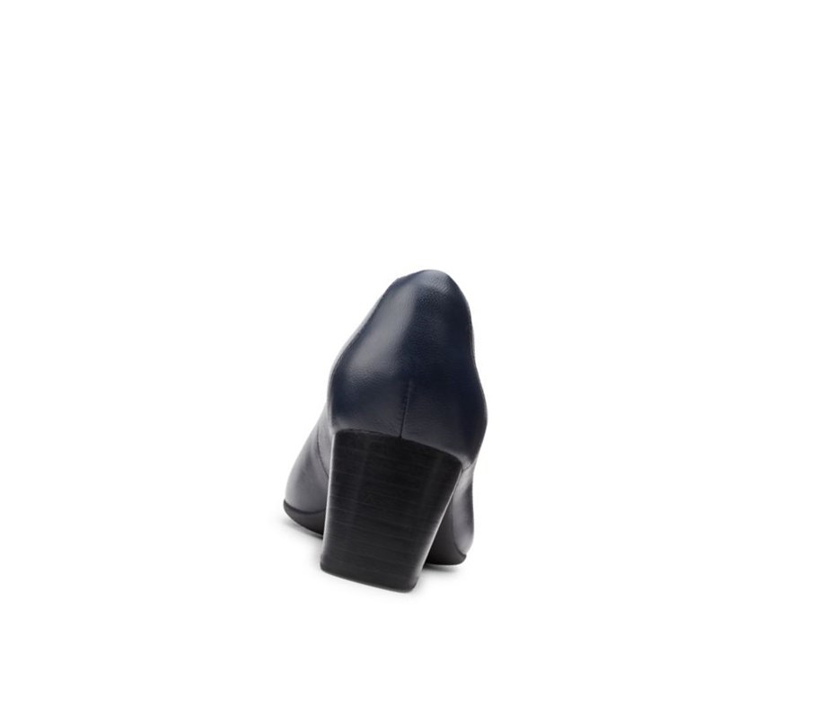 Clarks Un Cosmo Kleider Leder Weite Fit Lederschuhe Damen Navy | AXMY04953