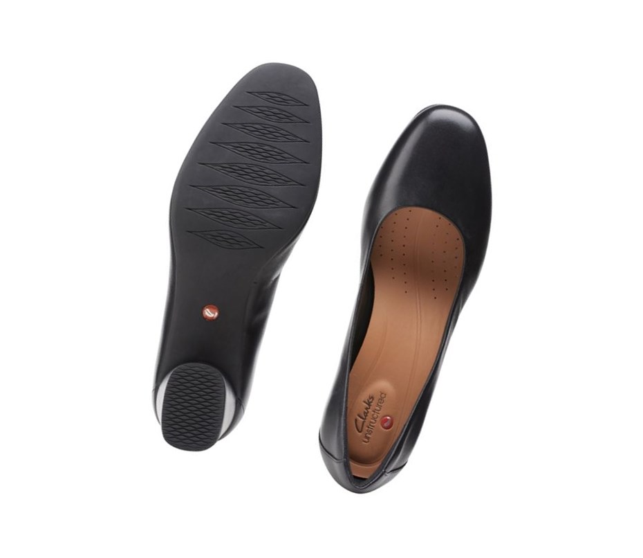 Clarks Un Cosmo Kleider Leder Weite Fit Lederschuhe Damen Schwarz | SEGJ69785