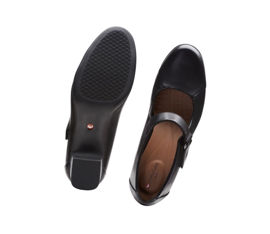 Clarks Un Damson Vibe Leder Mary Jane Schuhe Damen Schwarz | EWZN86294