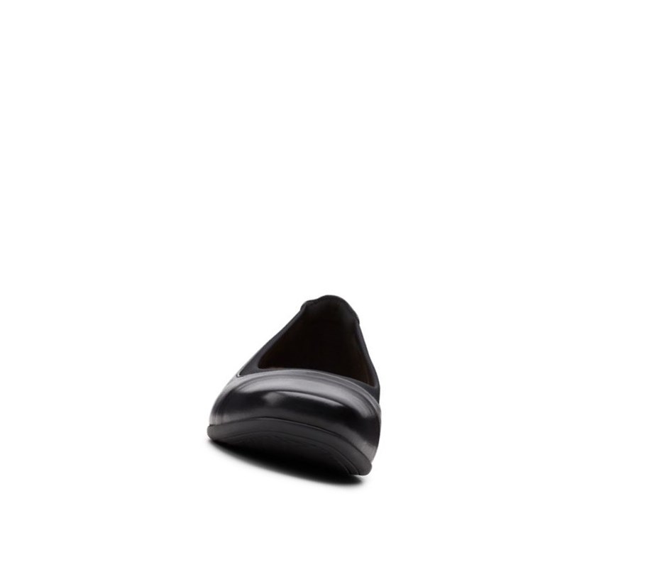 Clarks Un Darcey Cap 2 Leder Flache Schuhe Damen Schwarz | LCKW72096
