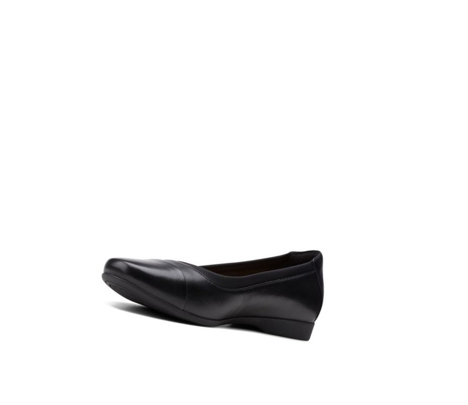 Clarks Un Darcey Cap 2 Leder Flache Schuhe Damen Schwarz | LCKW72096