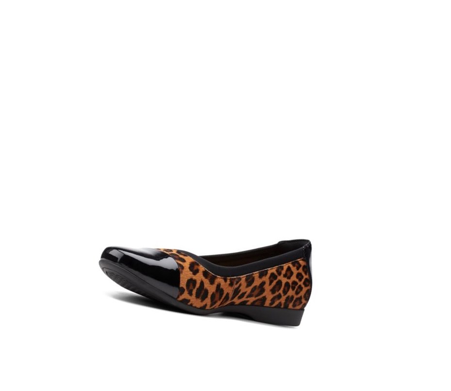 Clarks Un Darcey Cap 2 Print Pony Leder Lederschuhe Damen Leopard | NPSK85764