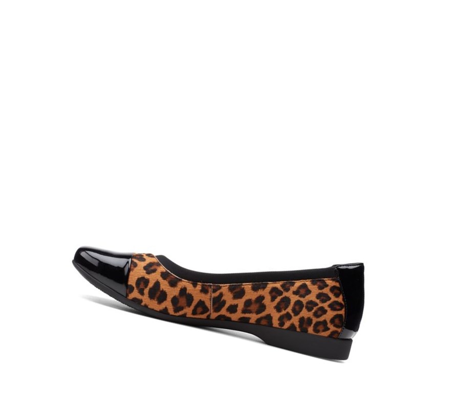 Clarks Un Darcey Cap 2 Print Pony Leder Lederschuhe Damen Leopard | NPSK85764