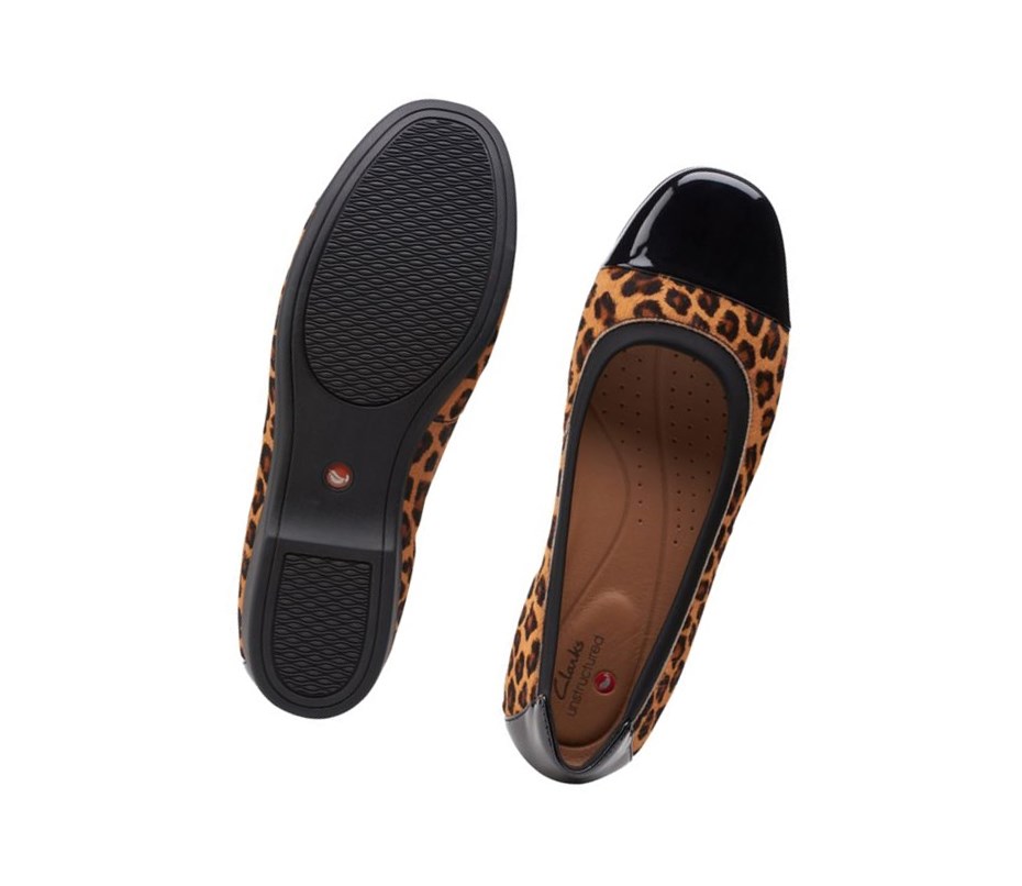 Clarks Un Darcey Cap 2 Print Pony Leder Lederschuhe Damen Leopard | NPSK85764