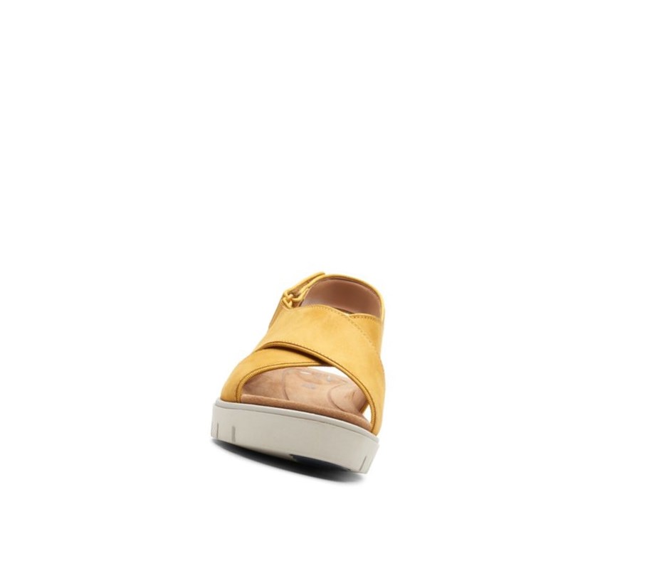 Clarks Un Karely Sun Nubuck Wildleder Keilabsatz Sandalen Damen Gelb | BISF49618