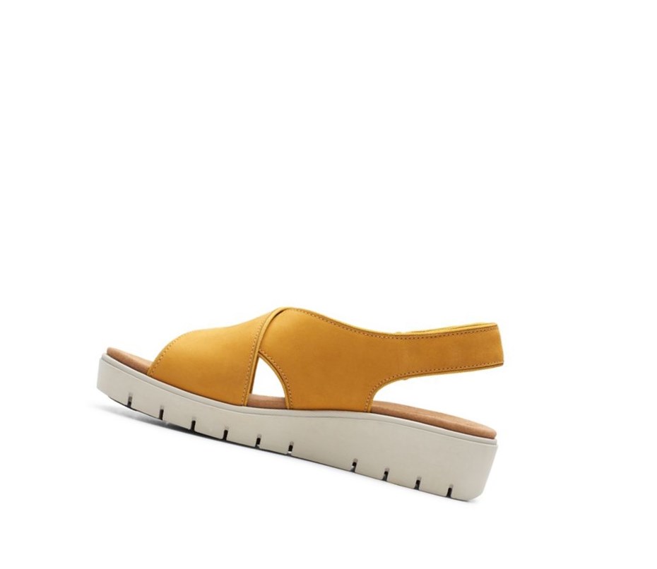 Clarks Un Karely Sun Nubuck Wildleder Keilabsatz Sandalen Damen Gelb | BISF49618