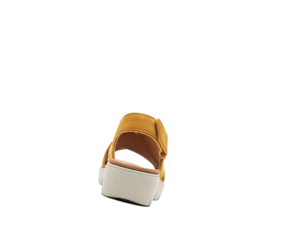 Clarks Un Karely Sun Nubuck Wildleder Keilabsatz Sandalen Damen Gelb | BISF49618