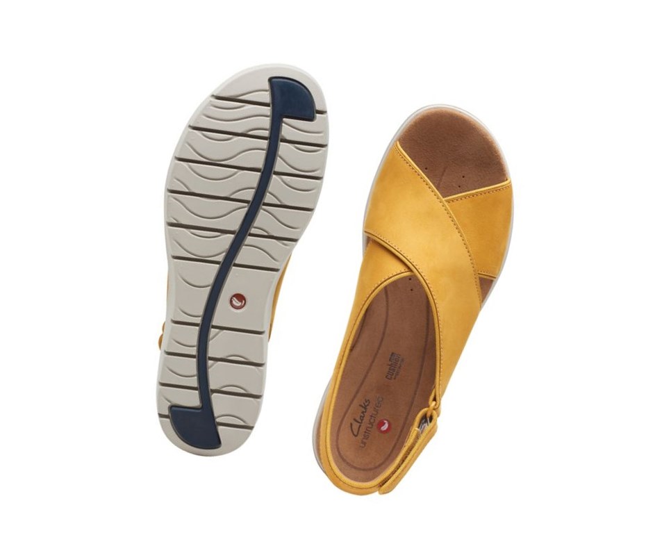 Clarks Un Karely Sun Nubuck Wildleder Keilabsatz Sandalen Damen Gelb | BISF49618