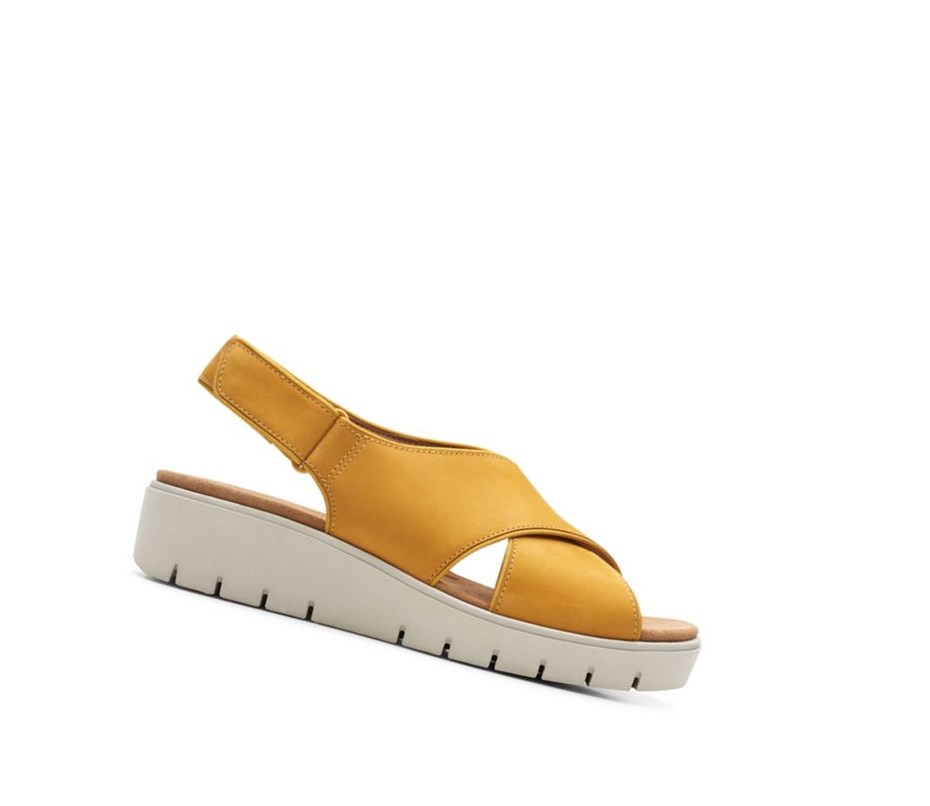 Clarks Un Karely Sun Nubuck Wildleder Keilabsatz Sandalen Damen Gelb | BISF49618
