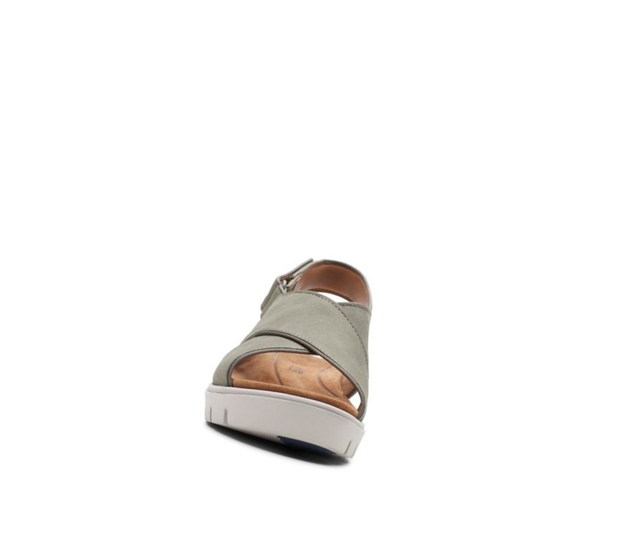 Clarks Un Karely Sun Nubuck Wildleder Keilabsatz Sandalen Damen Olivgrün | GLSA40328