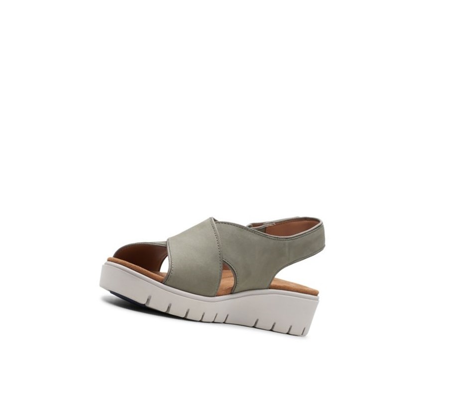 Clarks Un Karely Sun Nubuck Wildleder Keilabsatz Sandalen Damen Olivgrün | GLSA40328