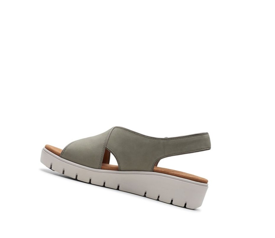 Clarks Un Karely Sun Nubuck Wildleder Keilabsatz Sandalen Damen Olivgrün | GLSA40328