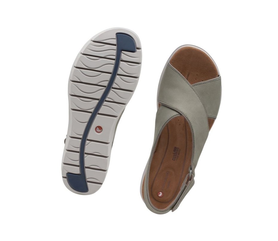 Clarks Un Karely Sun Nubuck Wildleder Keilabsatz Sandalen Damen Olivgrün | GLSA40328