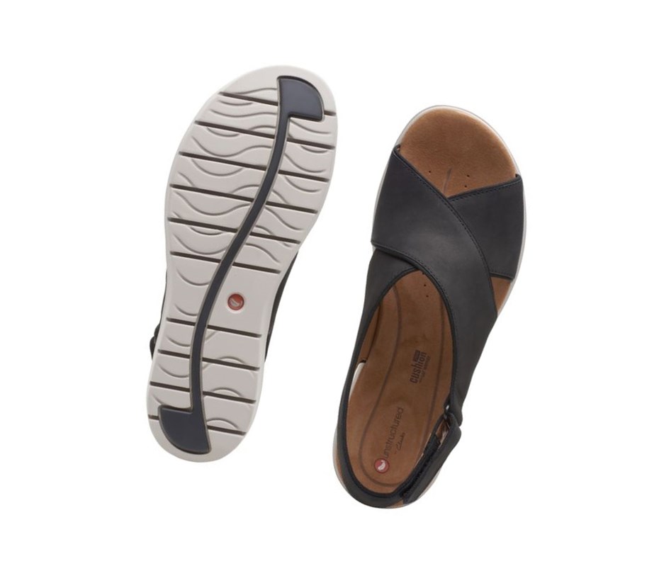 Clarks Un Karely Sun Nubuck Wildleder Keilabsatz Sandalen Damen Schwarz | XKJQ95026