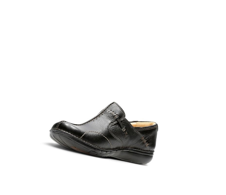 Clarks Un Loop Leder Slip On Schuhe Damen Schwarz | HRBZ68150