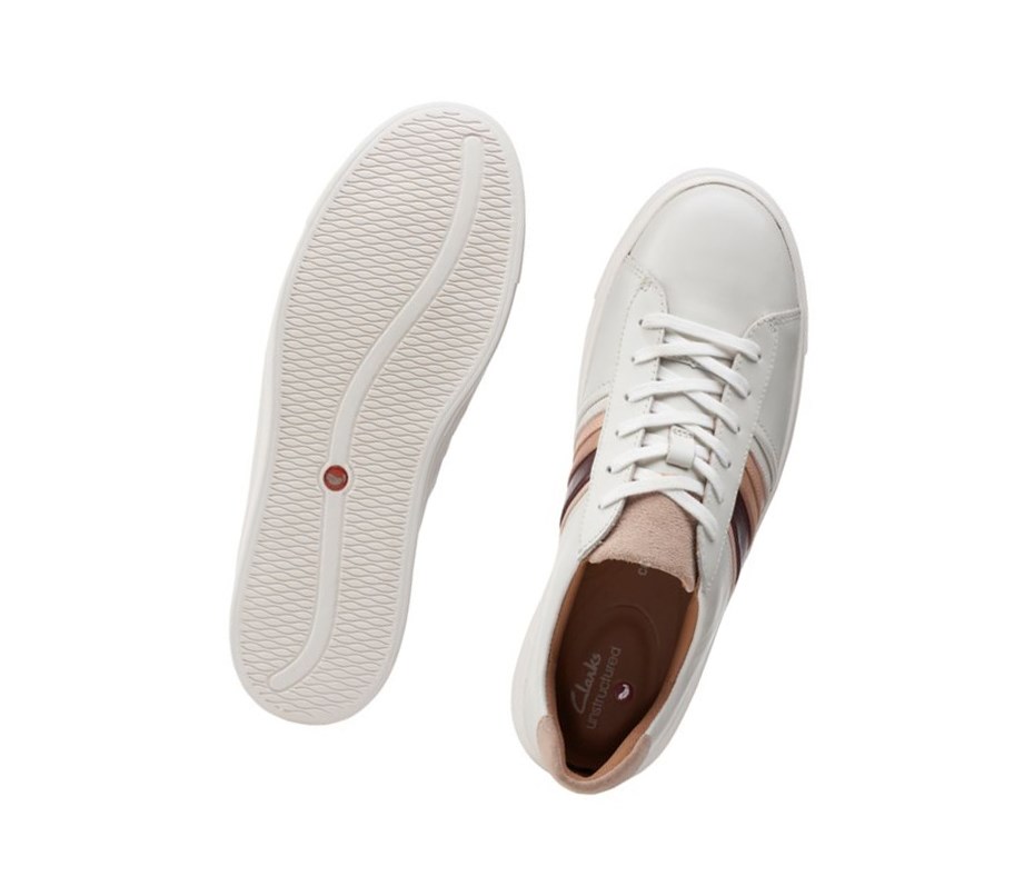 Clarks Un Maui Band Leder Flache Schuhe Damen Weiß | MESY54187