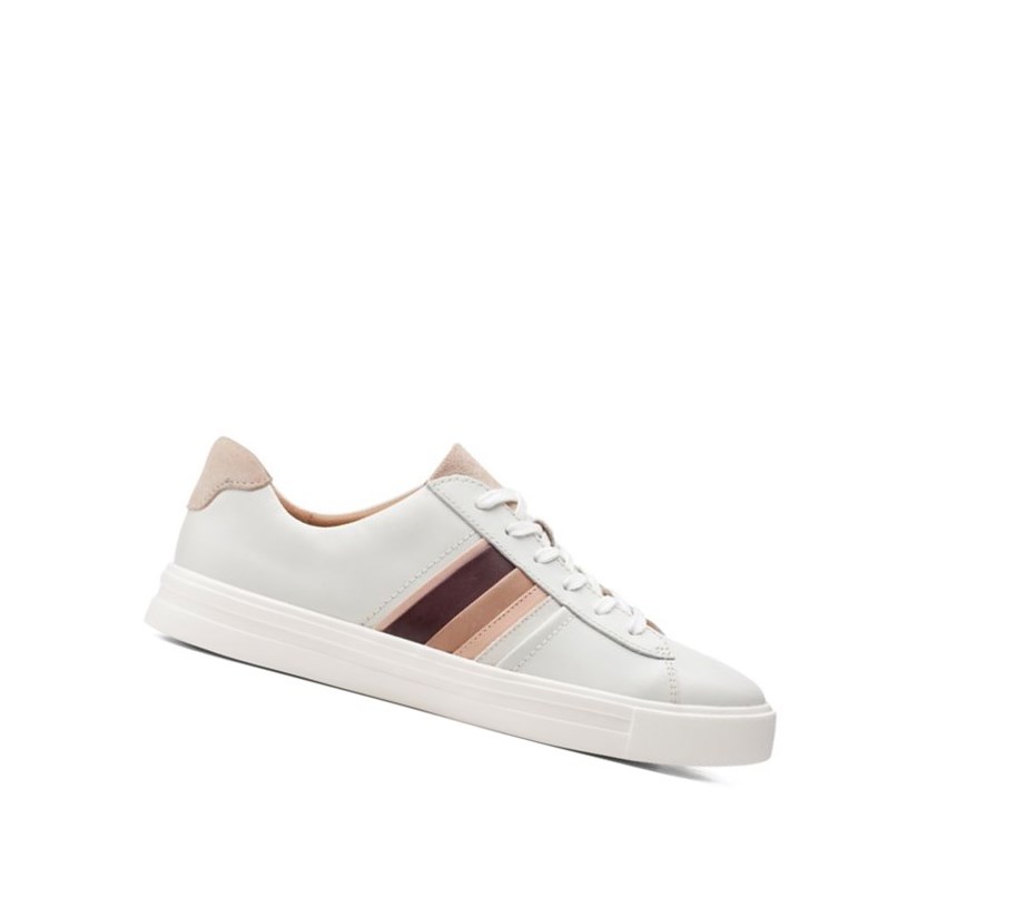 Clarks Un Maui Band Leder Flache Schuhe Damen Weiß | MESY54187