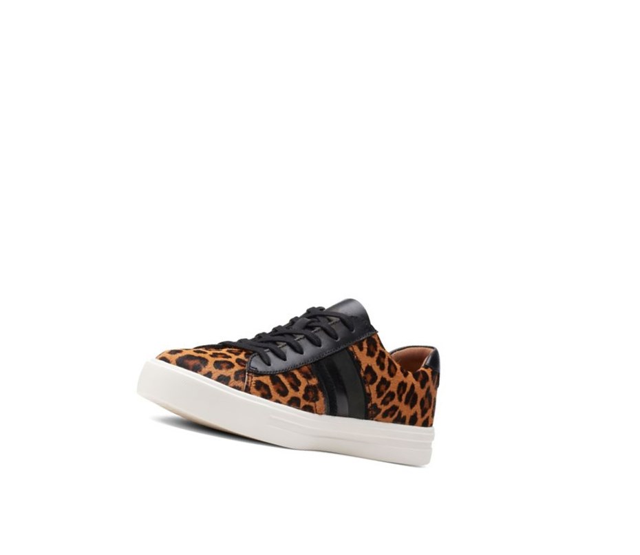 Clarks Un Maui Band Print Pony Leder Flache Schuhe Damen Leopard | FUJO02875