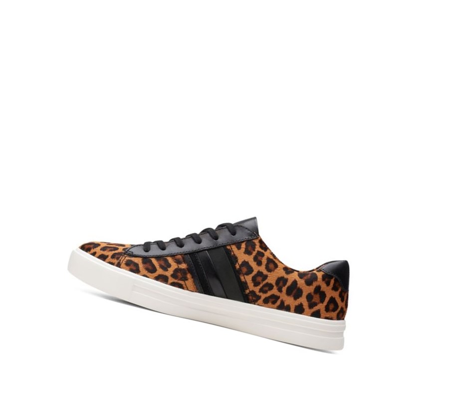 Clarks Un Maui Band Print Pony Leder Flache Schuhe Damen Leopard | FUJO02875