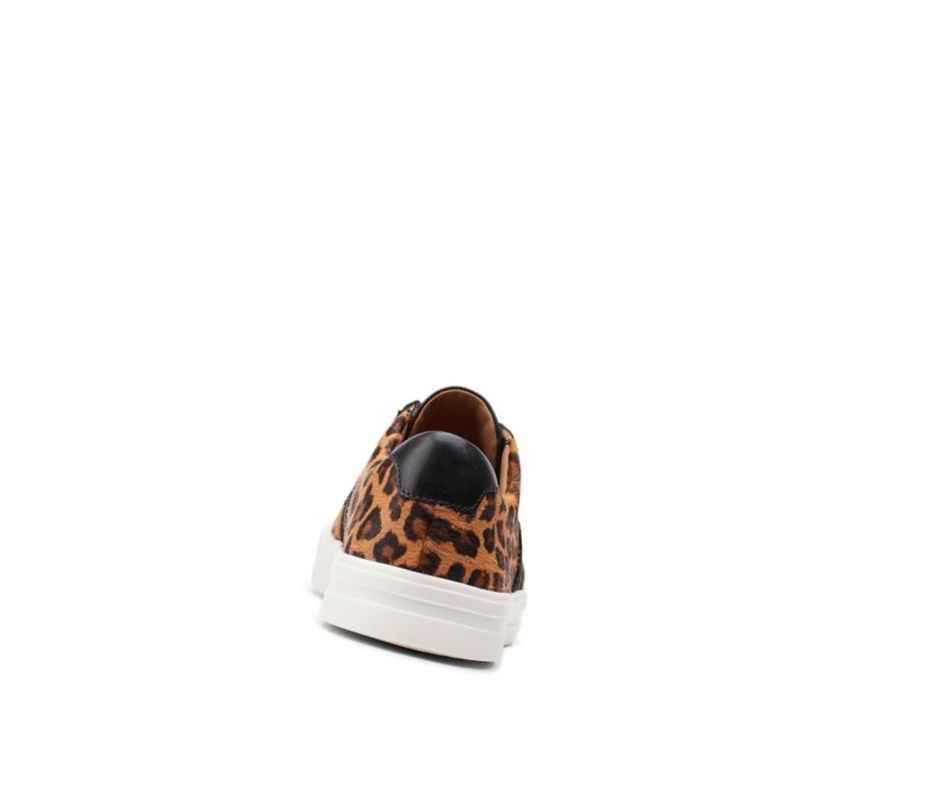 Clarks Un Maui Band Print Pony Leder Flache Schuhe Damen Leopard | FUJO02875