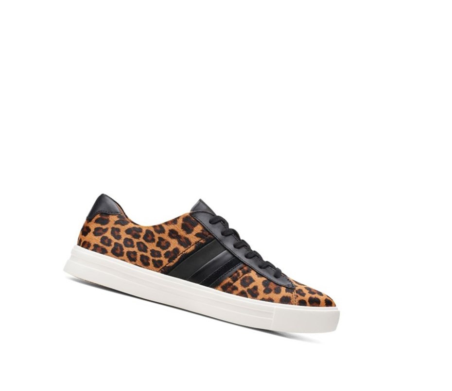 Clarks Un Maui Band Print Pony Leder Flache Schuhe Damen Leopard | FUJO02875