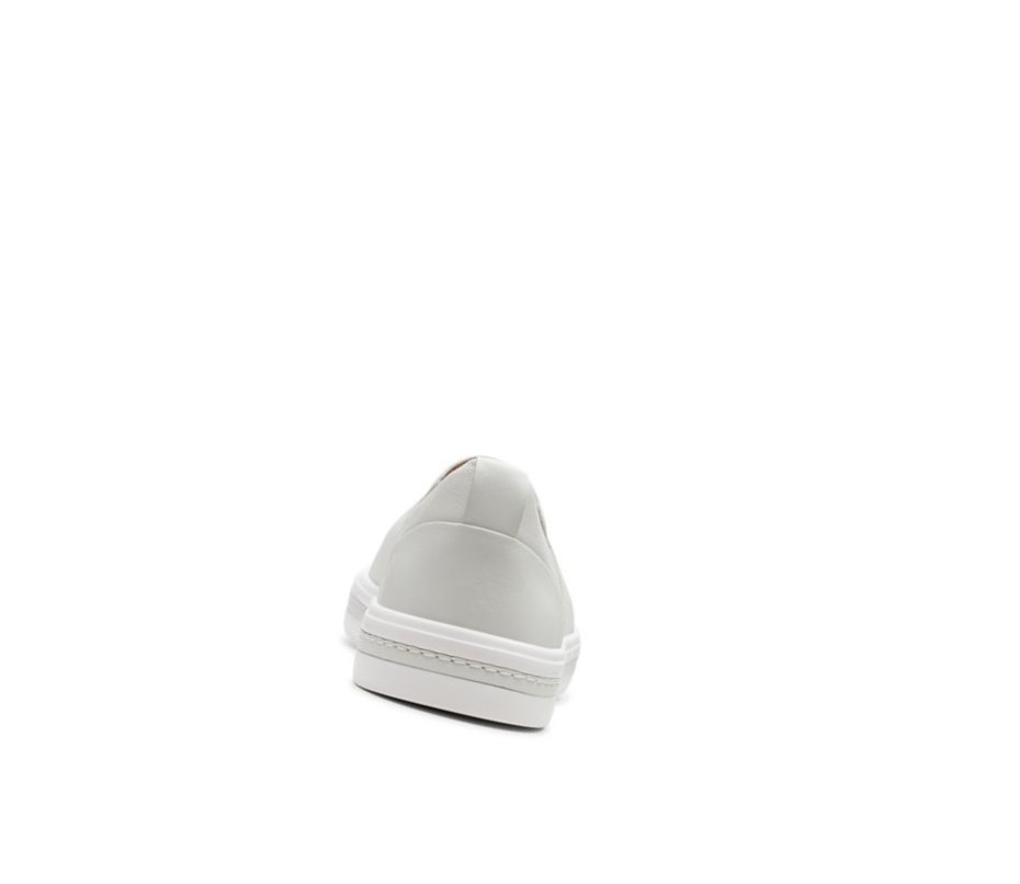 Clarks Un Maui Step Leder Weite Fit Slip On Schuhe Damen Weiß | GRJP51463