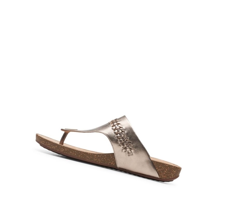 Clarks Un Perri Vibe Textil Flache Sandalen Damen Gold Metal | UOZM86251
