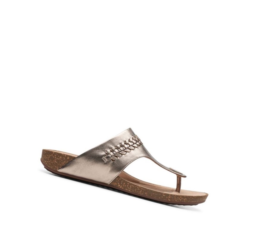 Clarks Un Perri Vibe Textil Flache Sandalen Damen Gold Metal | UOZM86251