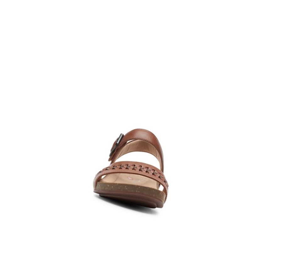 Clarks Un Perri Way Leder Flache Sandalen Damen Dunkelbraun | YDAC36208