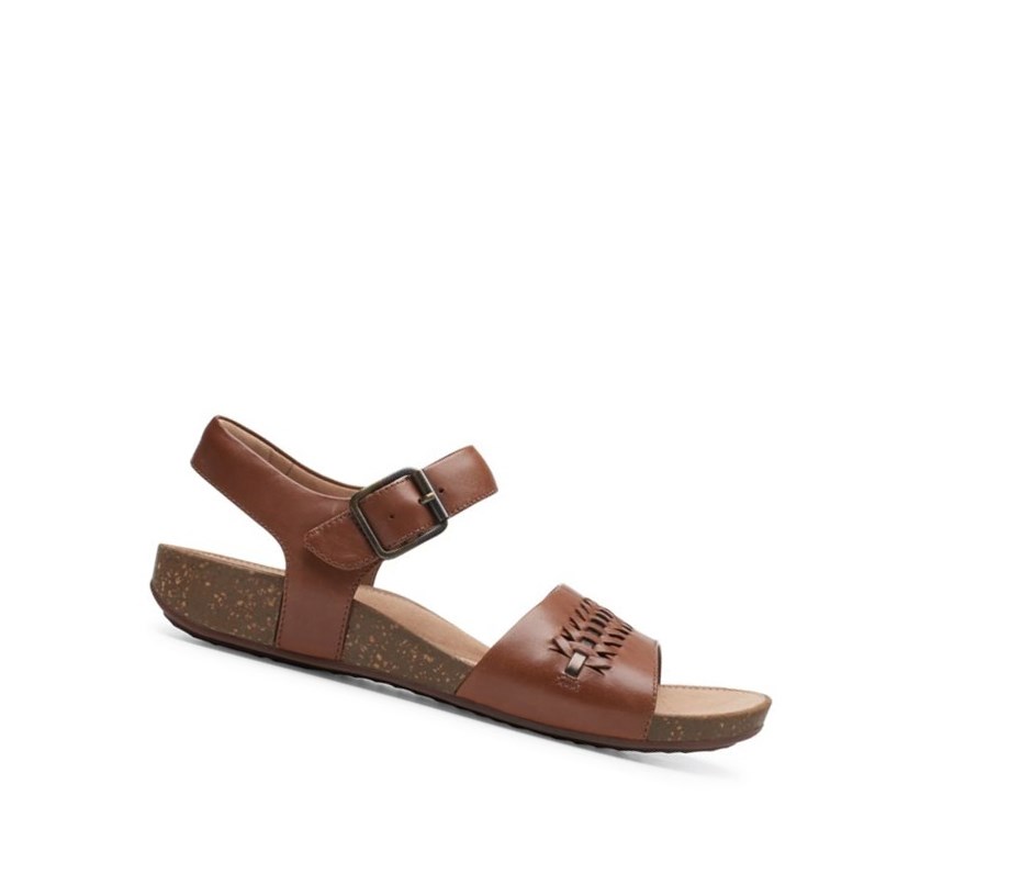 Clarks Un Perri Way Leder Flache Sandalen Damen Dunkelbraun | YDAC36208