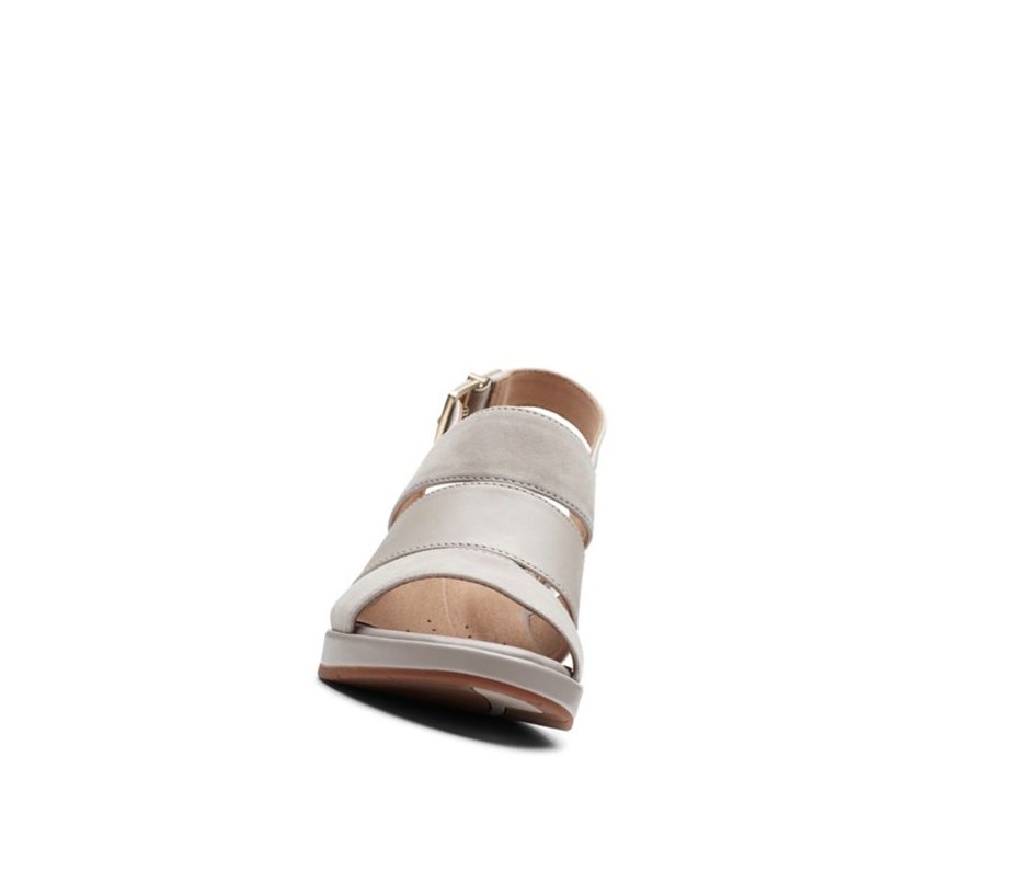Clarks Un Plaza Go Wildleder Keilabsatz Sandalen Damen Gold | MYNG78395